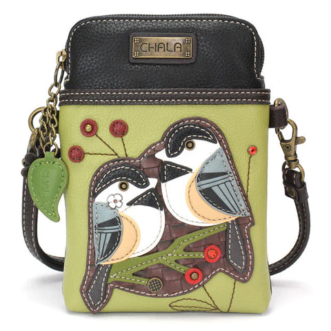 Chickadee Cellphone Crossbody in Green