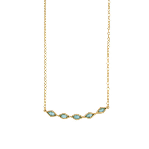 Turquoise Marquise 16 Inch Adjustable Bar Necklace by Michael Michaud