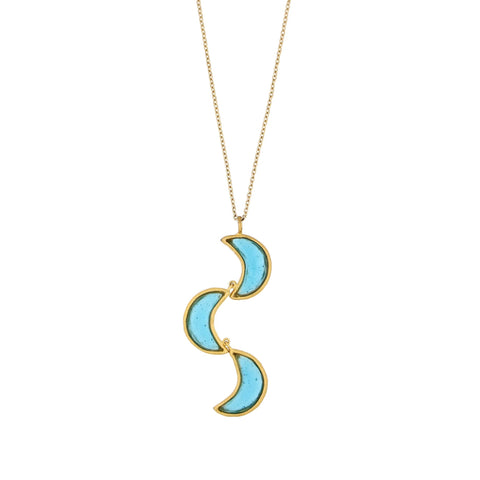 Moon 16 Inch Adjustable 3-Drop Pendant Necklace by Michael Michaud