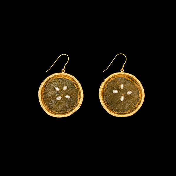 Citrus Large Orange Wire Earrings by Michael Michaud
