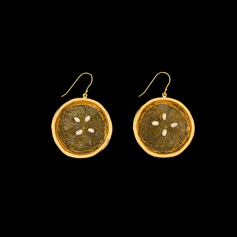 Citrus Large Orange Wire Earrings by Michael Michaud