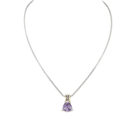 Beijos Cor Trillion Cubic Zirconia Pendant in Amethyst Necklace by John Medeiros