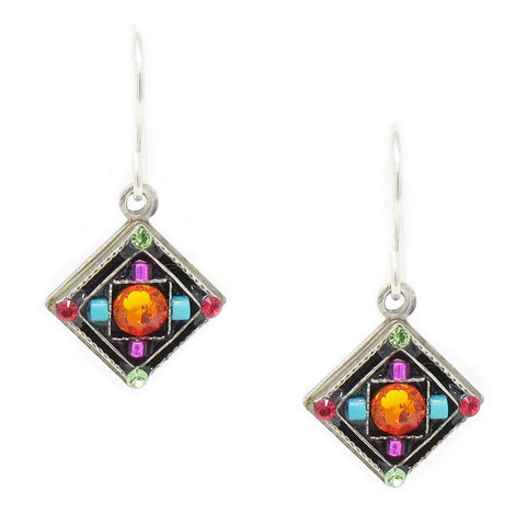 Multi Color Checkerboard Diamond Shape Earrings by Firefly Jewelry