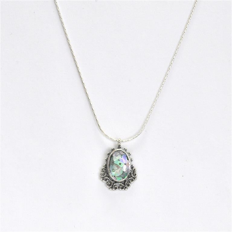 Oval Twirls Roman Glass Necklace