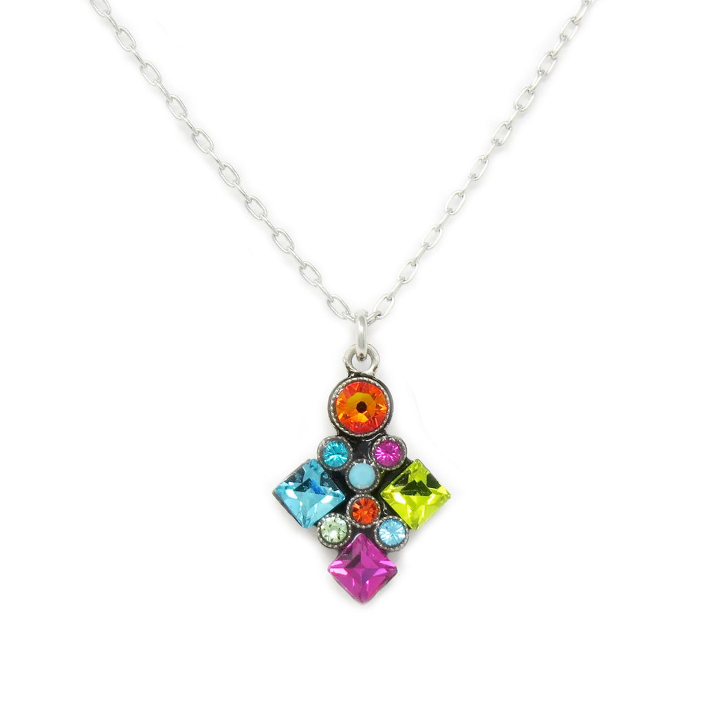 Multi Color Architectural Simple Pendant Necklace by Firefly Jewelry