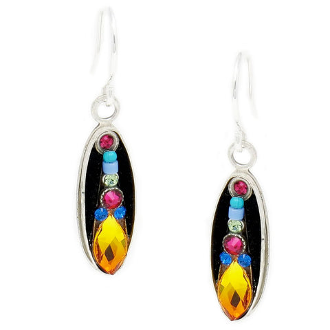 Multi Color Diva Long Oval Earrings by Firefly Jewelry