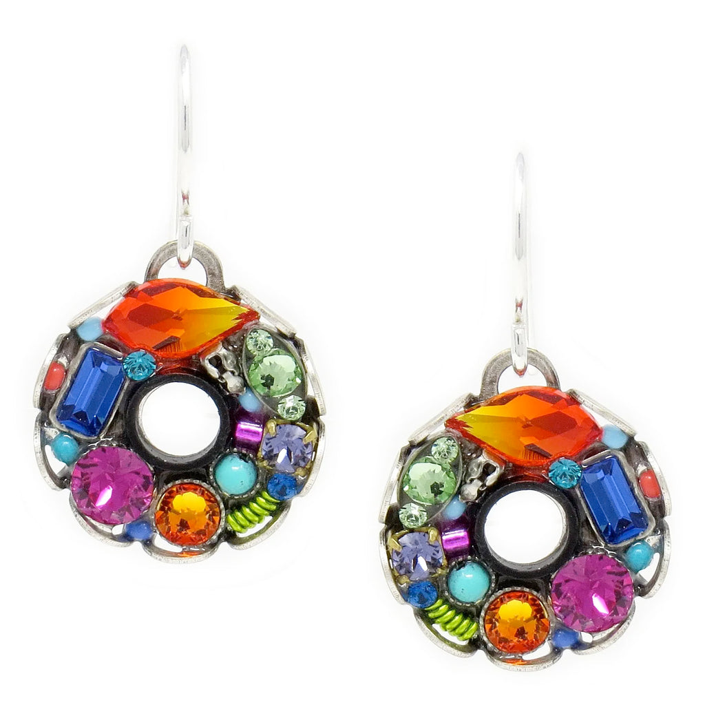 Multi Color Bejeweled Hoop Earrings by Firefly Jewelry