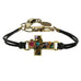 Crystal Flower Cross Leather Bracelet by Michal Golan