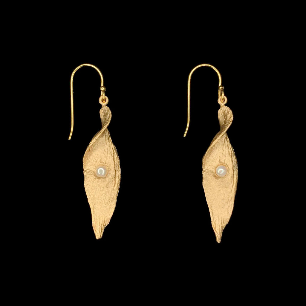 Spiral Pod Long Wire Earrings by Michael Michaud