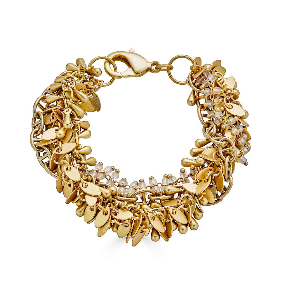 Matte Gold Four Strand Fringe Bracelet by Loni Paul