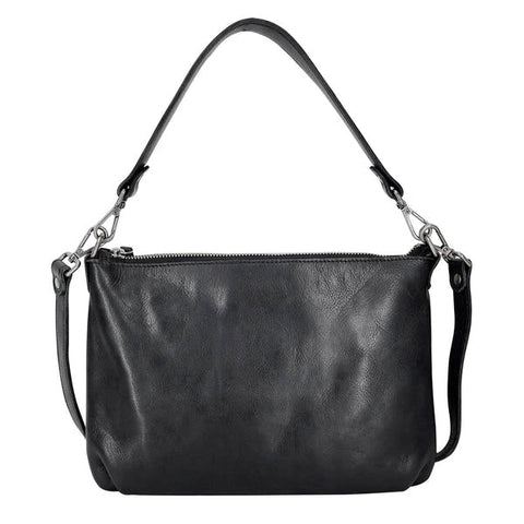 Stevie Leather Crossbody in Black