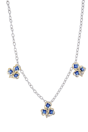 Novelão Collection Adjustable Three Flower Stations Two-Tone Necklace by John Medeiros