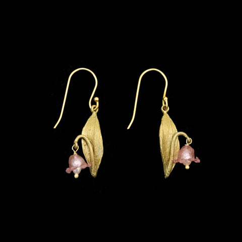 Lily of the Valley Single Flower Pink Wire Earrings by Michael Michaud