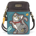 Tabby Cat Cellphone Crossbody in Gray with Turquoise by Chala