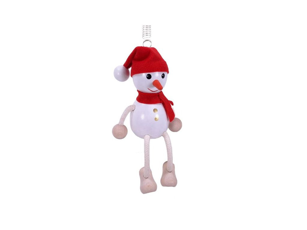 Snowman with Hat and Scarf Handcrafted Wooden Jumpie