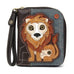 Lion Zip-Around Wallet in Indigo