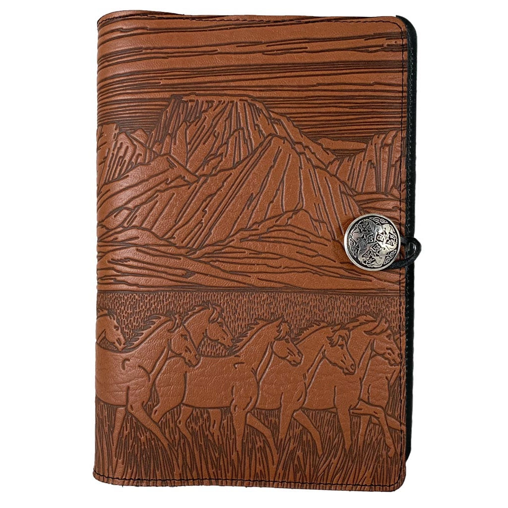 Small Leather Journal - Running Horses in Saddle