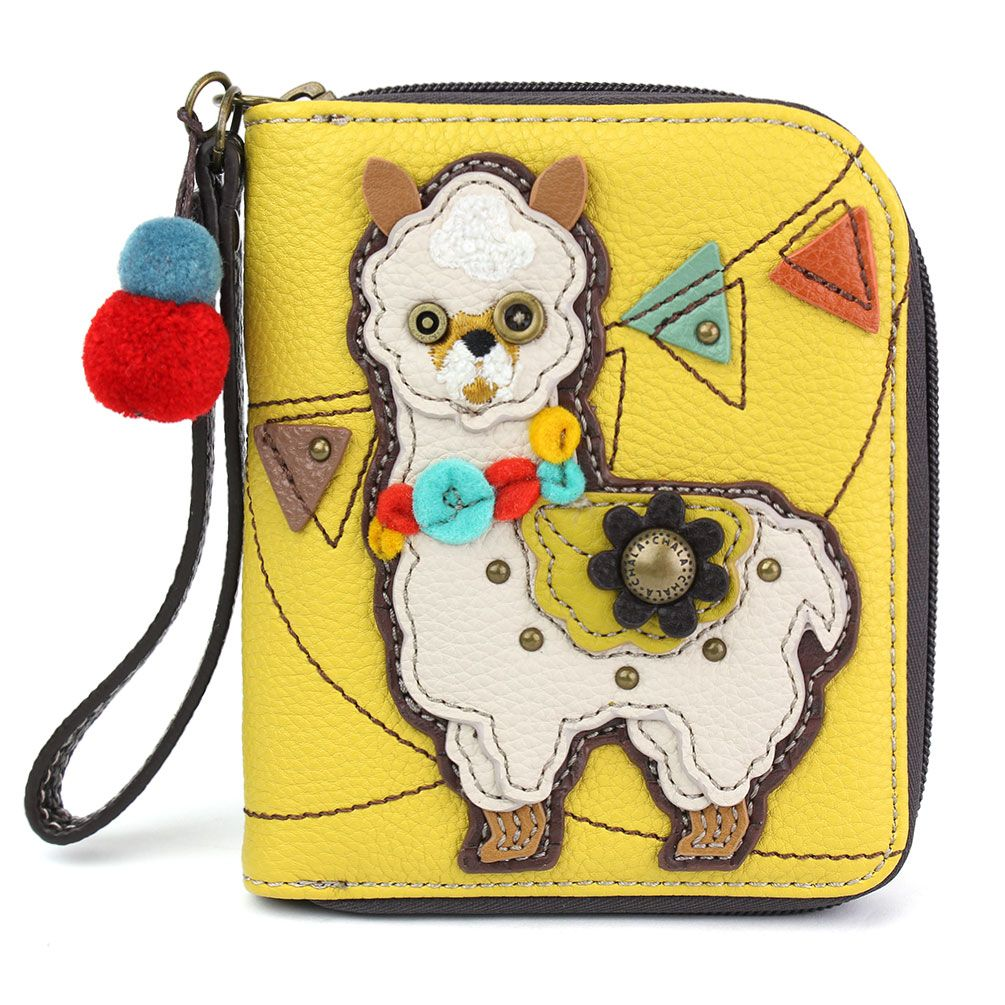 Llama Zip-Around Wallet in Mustard