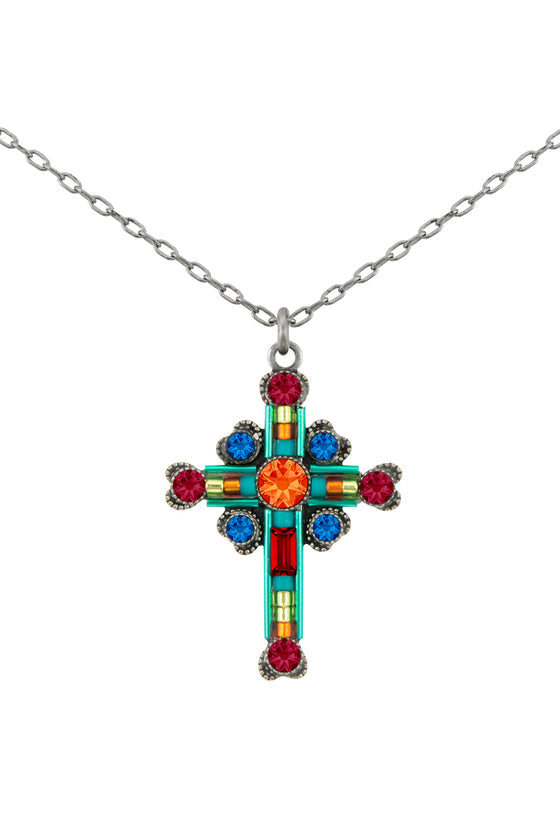 Multi Color Filligree Cross Necklace by Firefly Jewelry