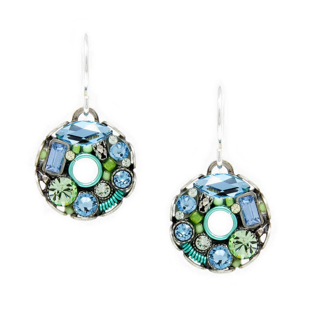Aqua Bejeweled Hoop Earrings by Firefly Jewelry
