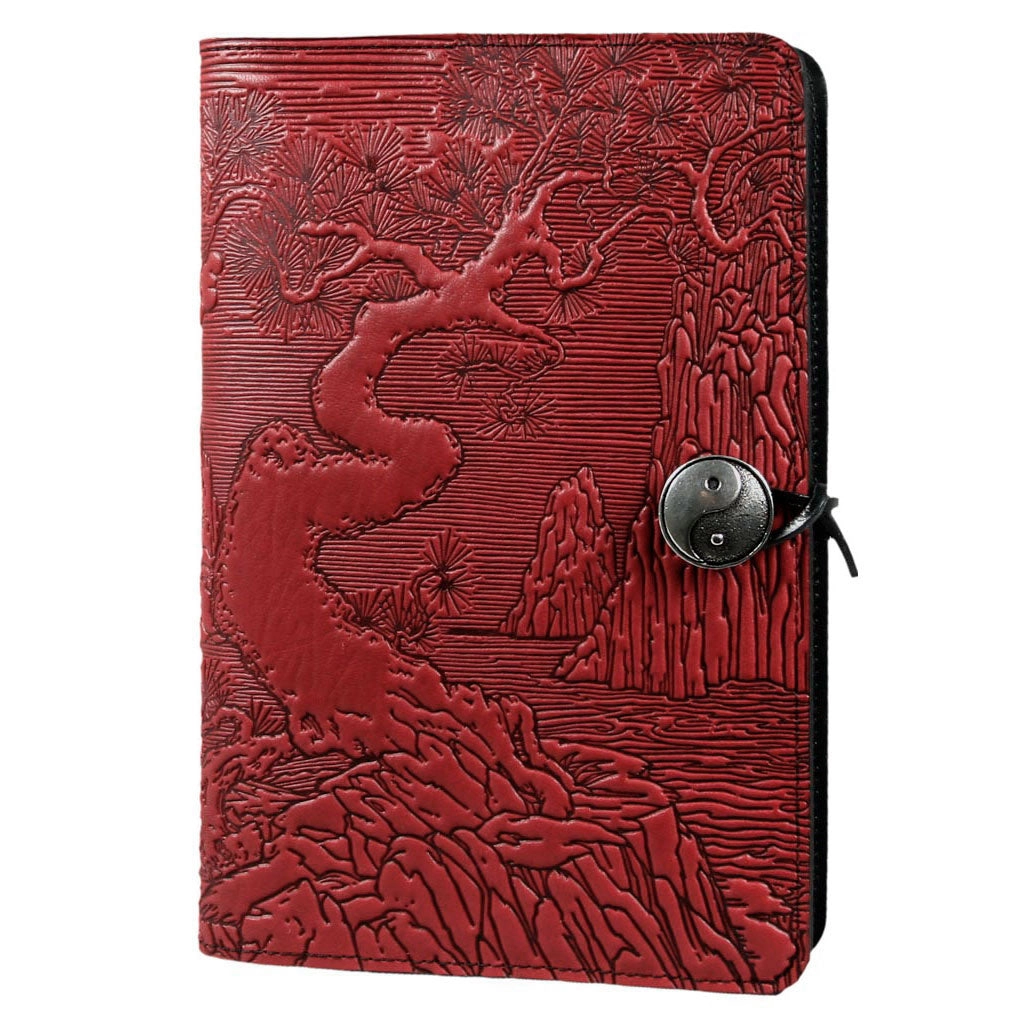 Large Leather Journal - River Garden in Red