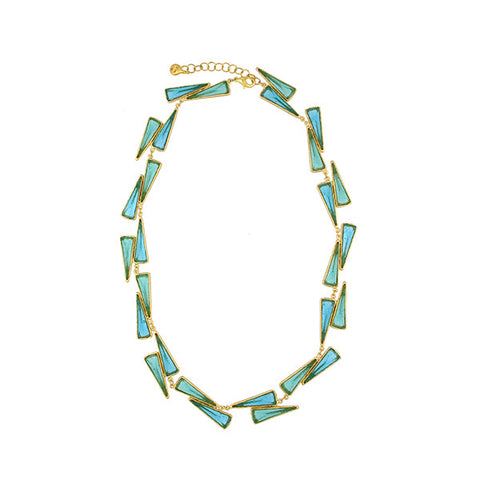 Teal and Turquoise Trinity 16 Inch Adjustable Statement Necklace by Michael Michaud