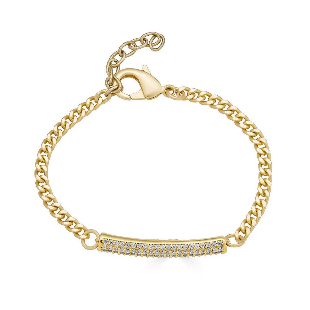 Matte Gold Pave Tube Bracelet by Loni Paul