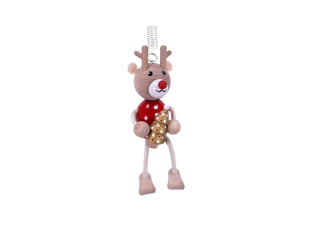 Reindeer with Christmas Tree Handcrafted Wooden Jumpie