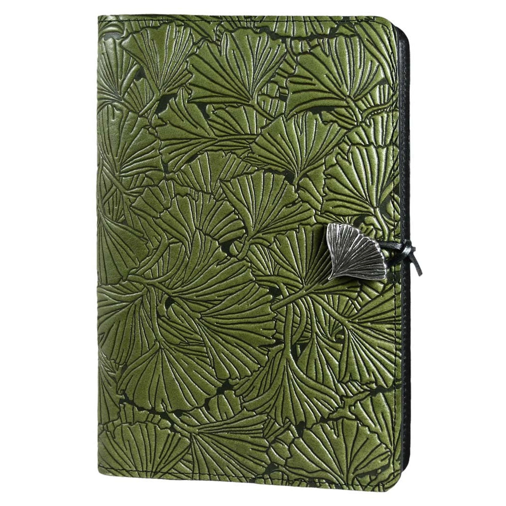 Large Leather Journal - Ginkgo in Fern