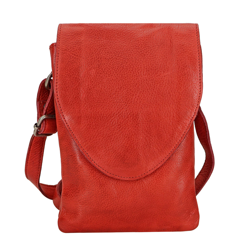 Pippa Leather Crossbody in Red