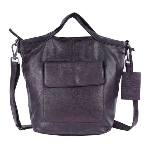 Bianca Leather Tote in Eggplant