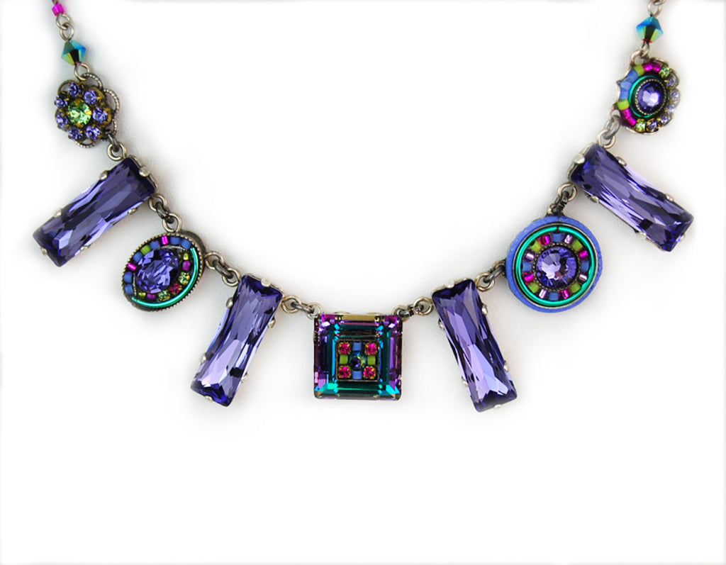 Tanzanite La Dolce Vita Oblong Crystal Necklace by Firefly Jewelry