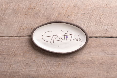 Gratitude Hand Painted Ceramic Mini Oval