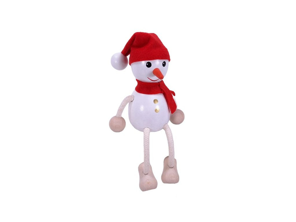 Snowman with Hat and Scarf Handcrafted Wooden Figure