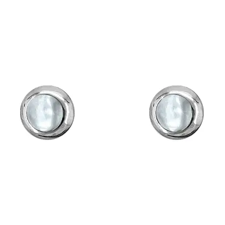 Sterling Button Stud Earrings with Mother of Pearl