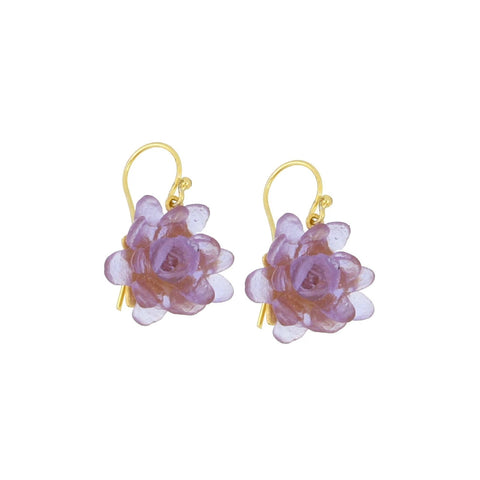 Water Lily Flower Iris Wire Earrings by Michael Michaud