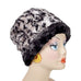 Savannah Cat in Gray with Cuddly Fur in Black Luxury Faux Fur Cuffed Pillbox Hat Medium