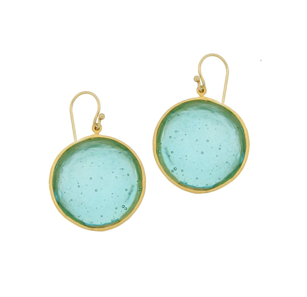Teal Bubble Large Wire Earrings by Michael Michaud