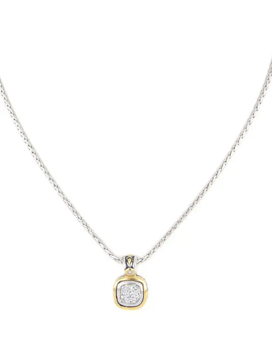 Nouveau Collection - Cushion Pavé Pendant with Chain Necklace by John Medeiros