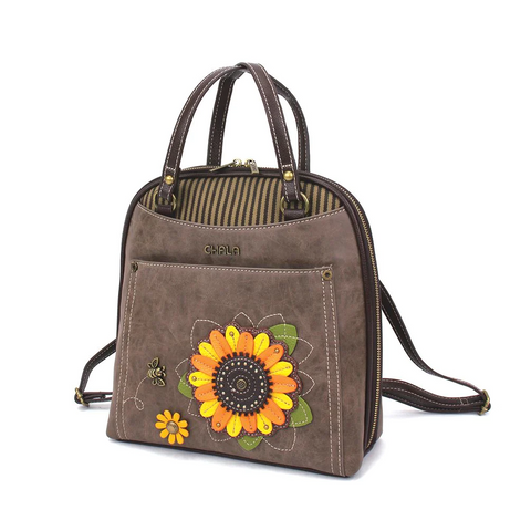 Sunflower Convertible Backpack Purse in Stone Gray