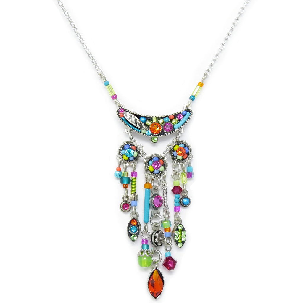 Multi Color Botanical Long Cascade Necklace by Firefly Jewelry
