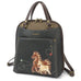 Horse Family Convertible Backpack Purse in Black