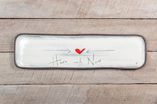 Here and Now Hand Painted Long Rectangle Tray