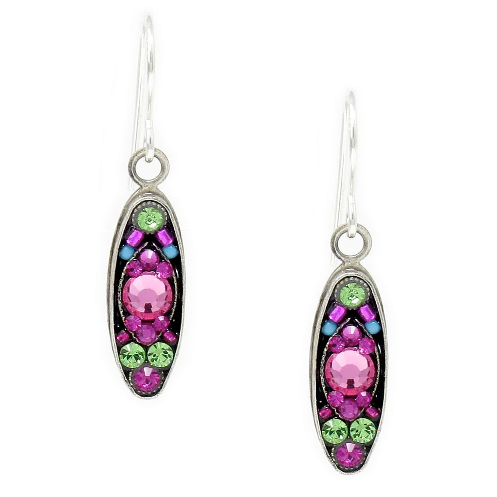 Rose Sparkle Long Oval Earrings by Firefly Jewelry