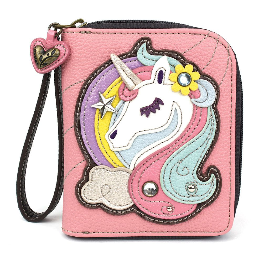 Unicorn Zip-Around Wallet in Pink