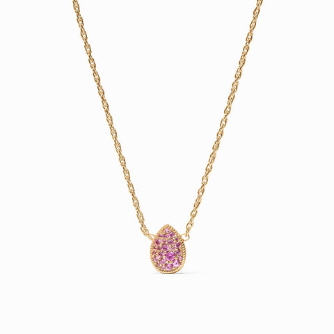 Pave Teardrop Delicate Necklace in Pink Tourmaline by Julie Vos