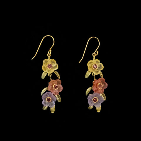 French Bouquet 3-Flower Wire Earrings by Michael Michaud