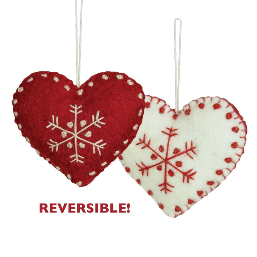 Snowflake Heart Wool Ornament