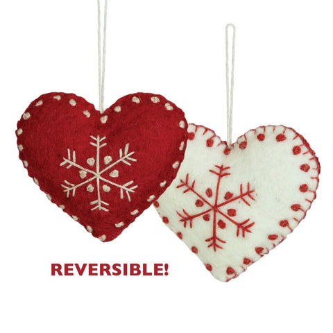 Snowflake Heart Wool Ornament