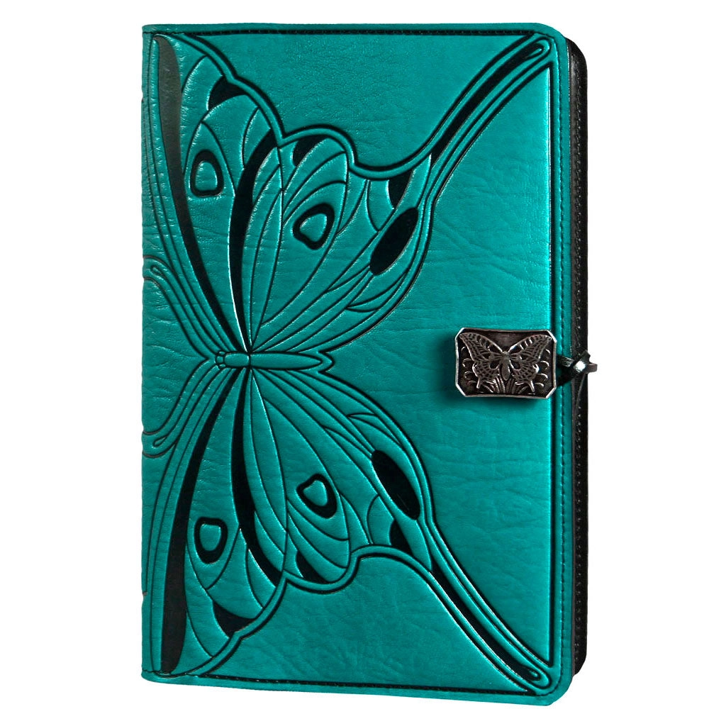 Small Leather Journal - Butterfly in Teal